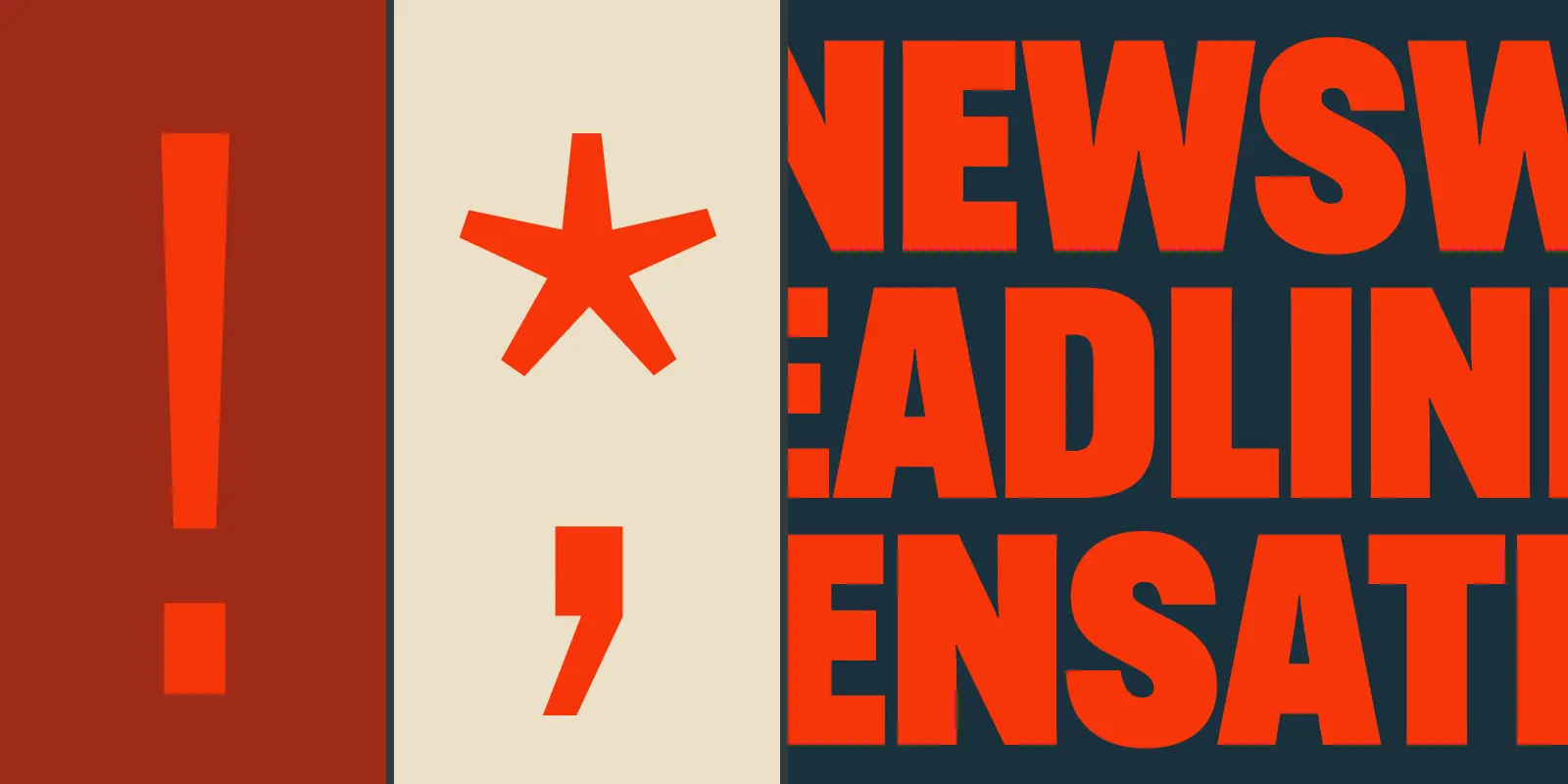 Alternate Gothic font by American Type Founders Collection — the number 40 in a large white circle with a black outline, and a list of words in various weights and widths of a sans serif typeface.