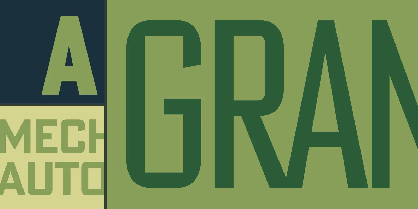 Poster Gothic font by American Type Founders Collection — the words “POSTER GOTHIC” in a sans-serif upright type, with a faint halftone image of palm trees in the background