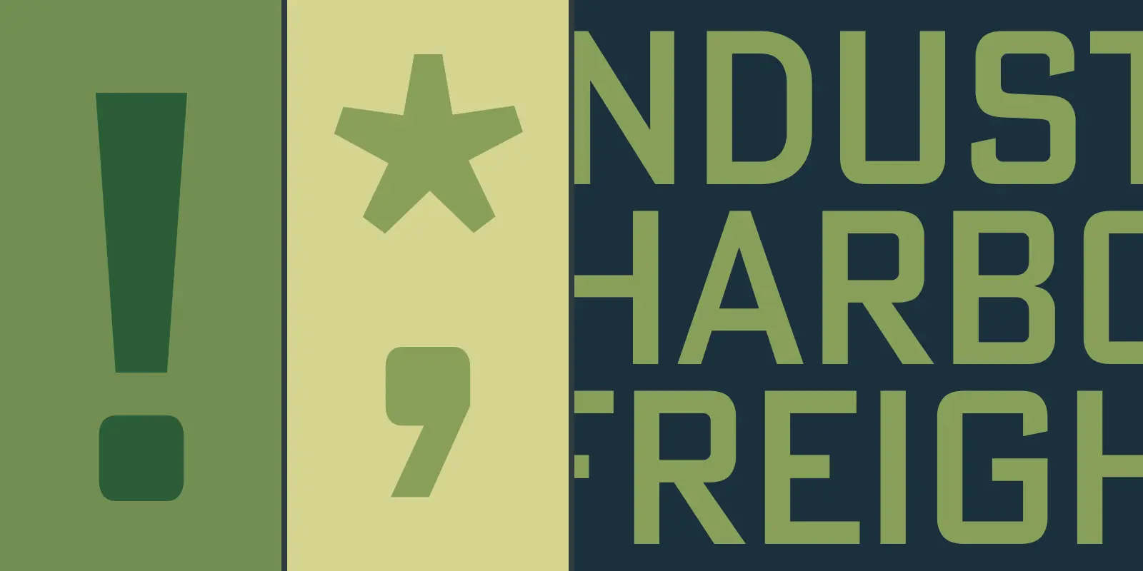 Poster Gothic font by American Type Founders Collection — two specimen posters side-by-side, each showing words and numbers in an upright sans serif, with the right poster’s letters having rounded corners.