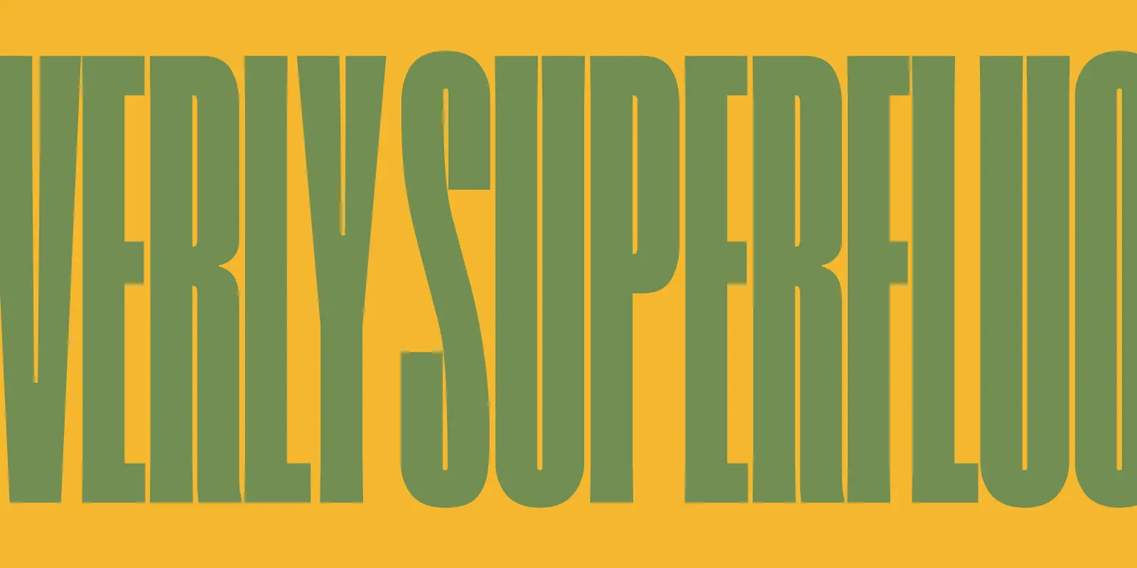 Super Condensed font by American Type Founders Collection — the words “ATF SUPER CONDENSED” in tall, sans-serif, upright capital letters, with “ATF” in light green, “SUPER” in white, and “CONDENSED” in light blue