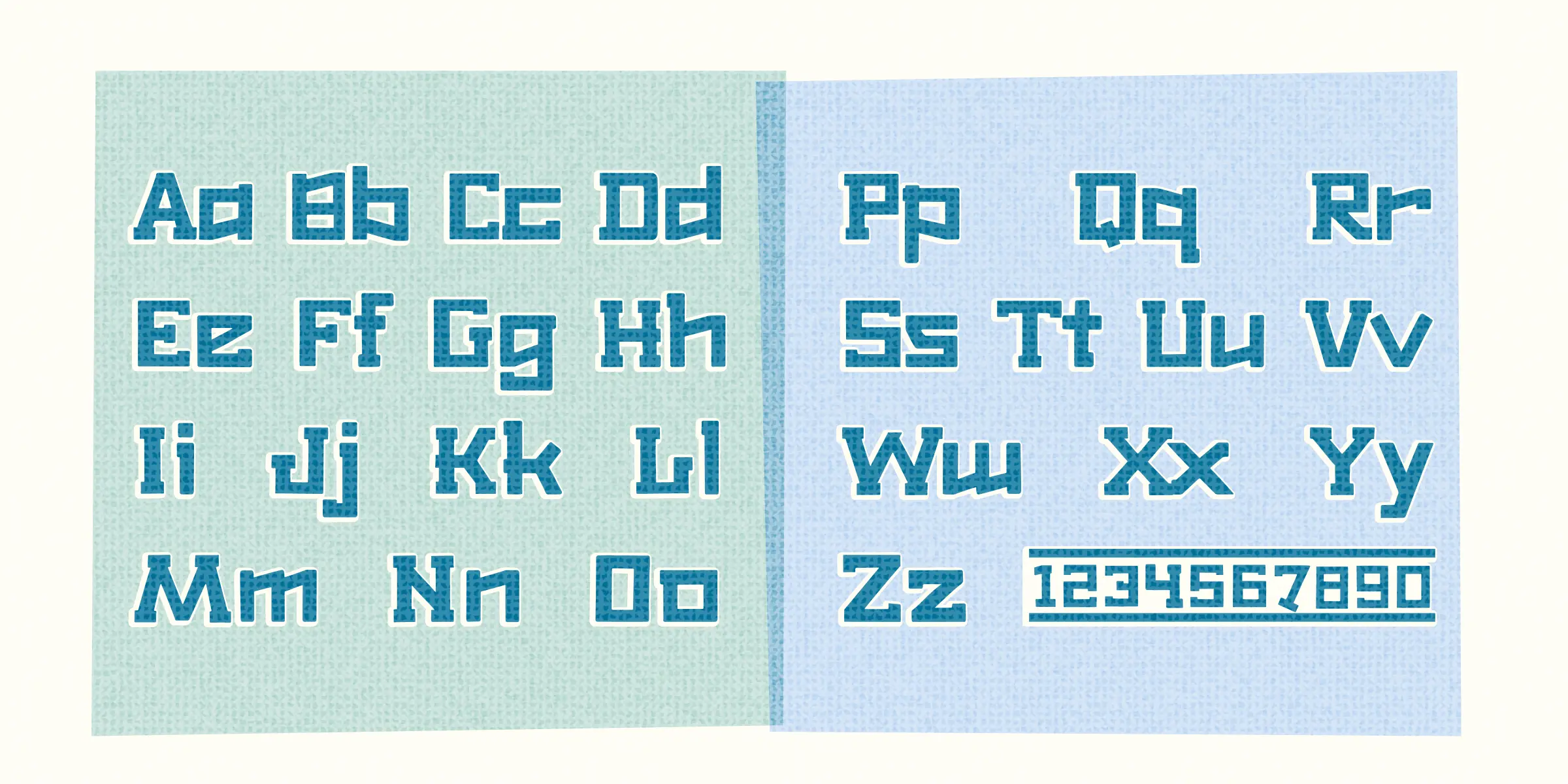 Arktika font by Chank Co — the upright sans serif alphabet from A to Z in both upper and lower case, and the numbers 1 through 0, all in a blocky, pixelated style