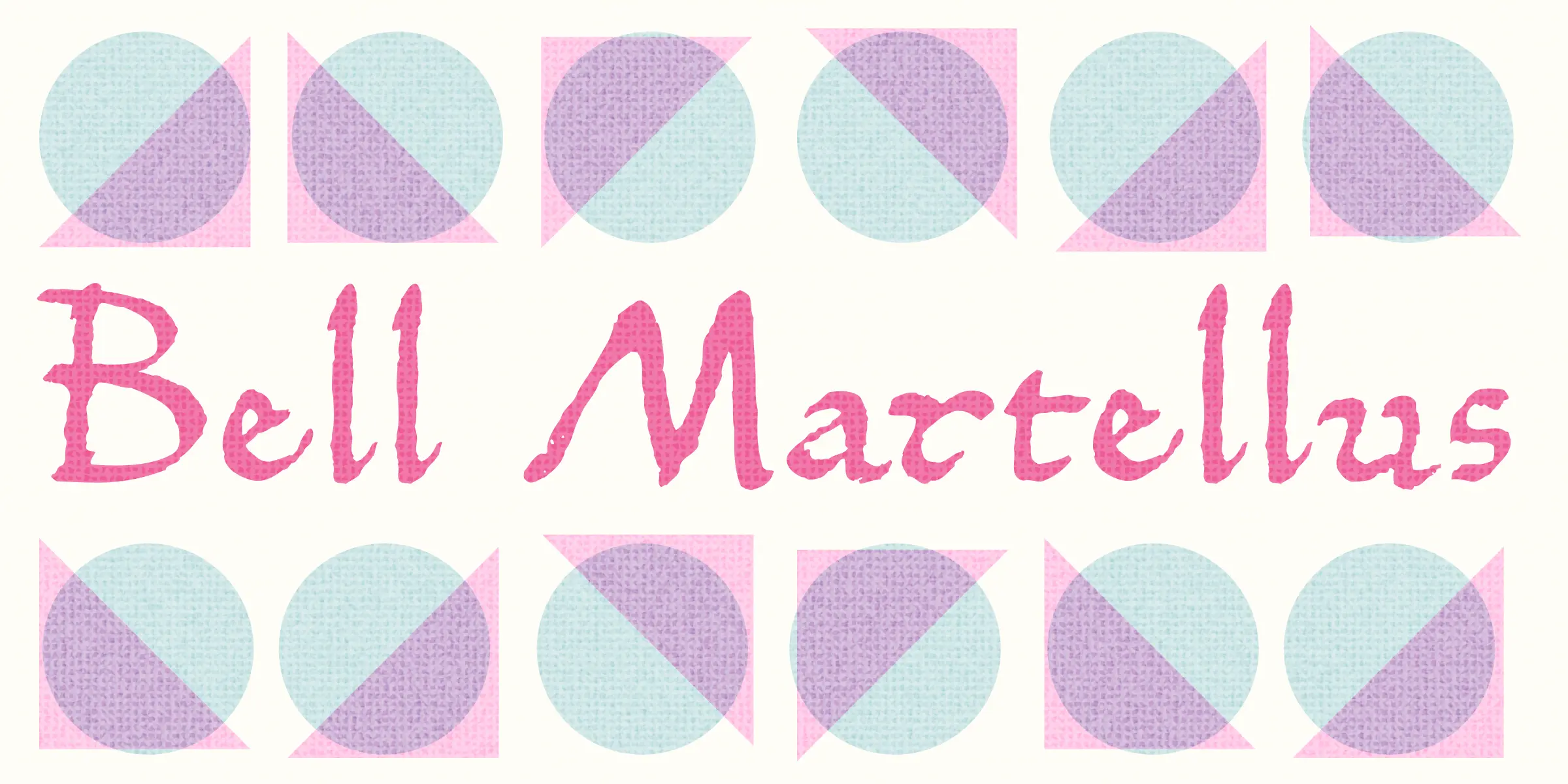Bell Martellus font by Chank Co — the words “Bell Martellus” in a textured, high-contrast script, with rows of overlapping circles and triangles above and below.