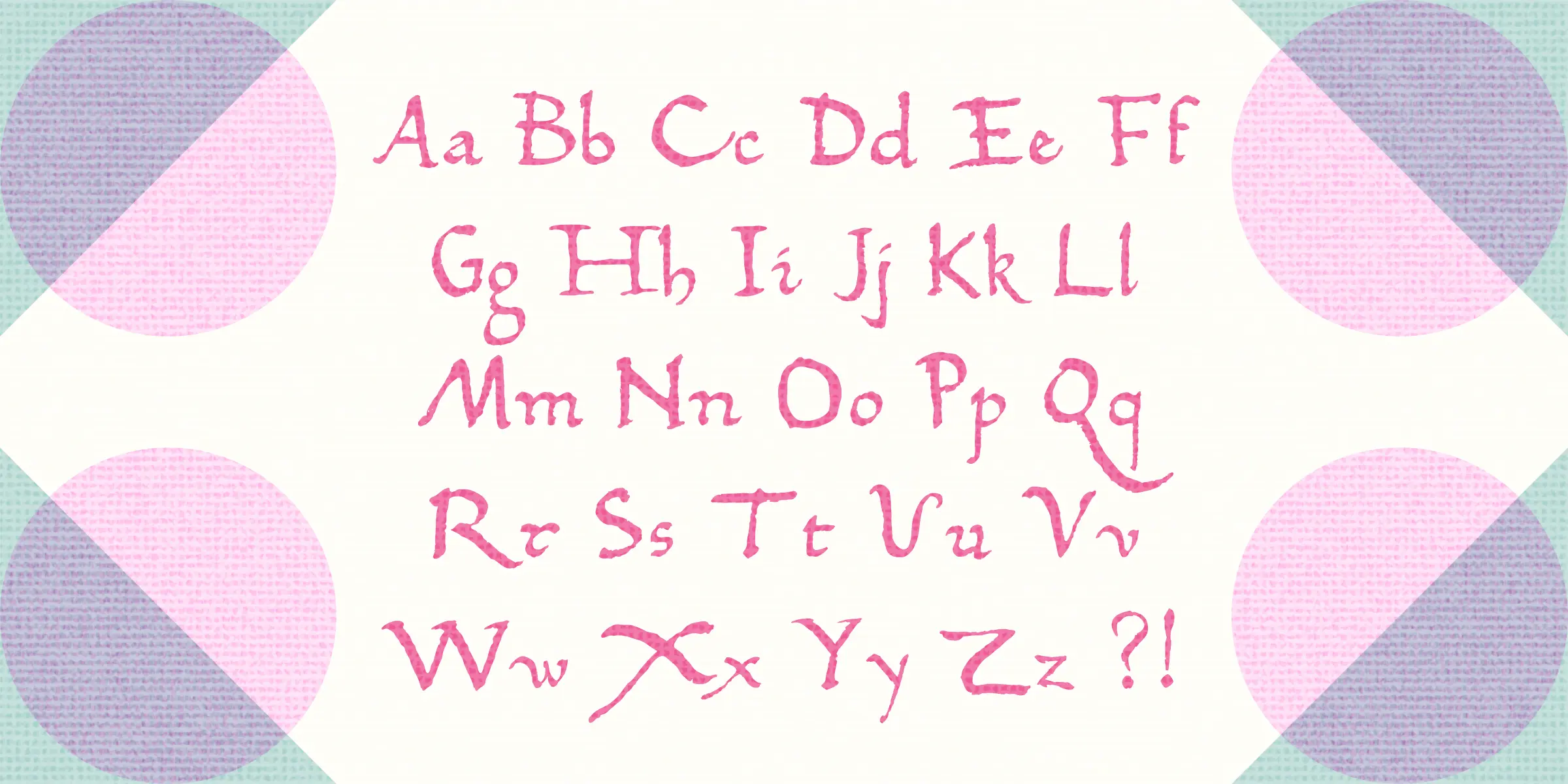 Bell Martellus font by Chank Co — the complete Latin alphabet in uppercase and lowercase, plus a question mark and exclamation point, in a textured, high-contrast serif script.