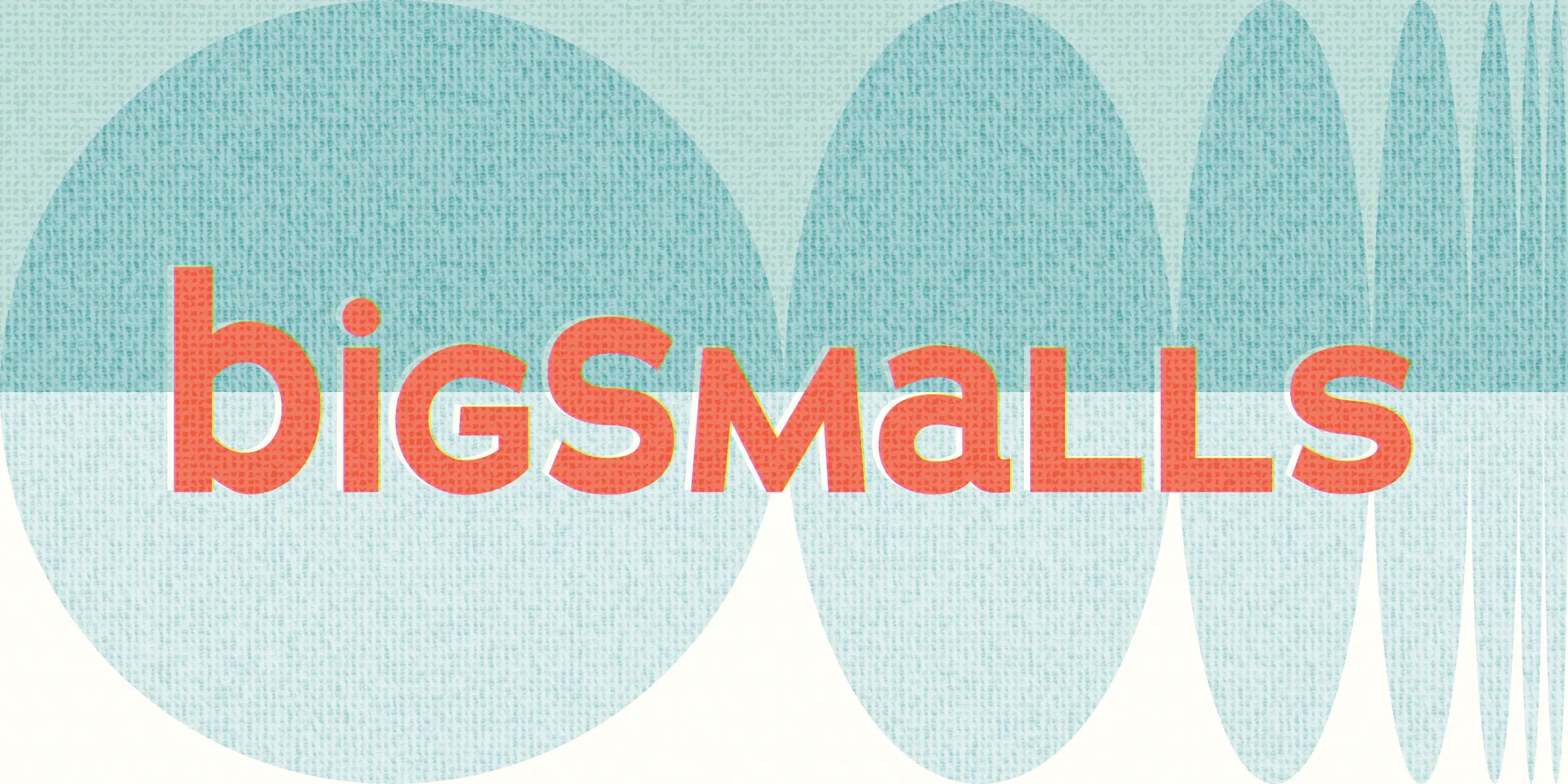 BigSmalls font by Chank Co — the word “bigSMaLLS” in sans-serif letters, with the first three letters lowercase and the rest a mix of uppercase and lowercase, against a background of teal ovals and white shapes.