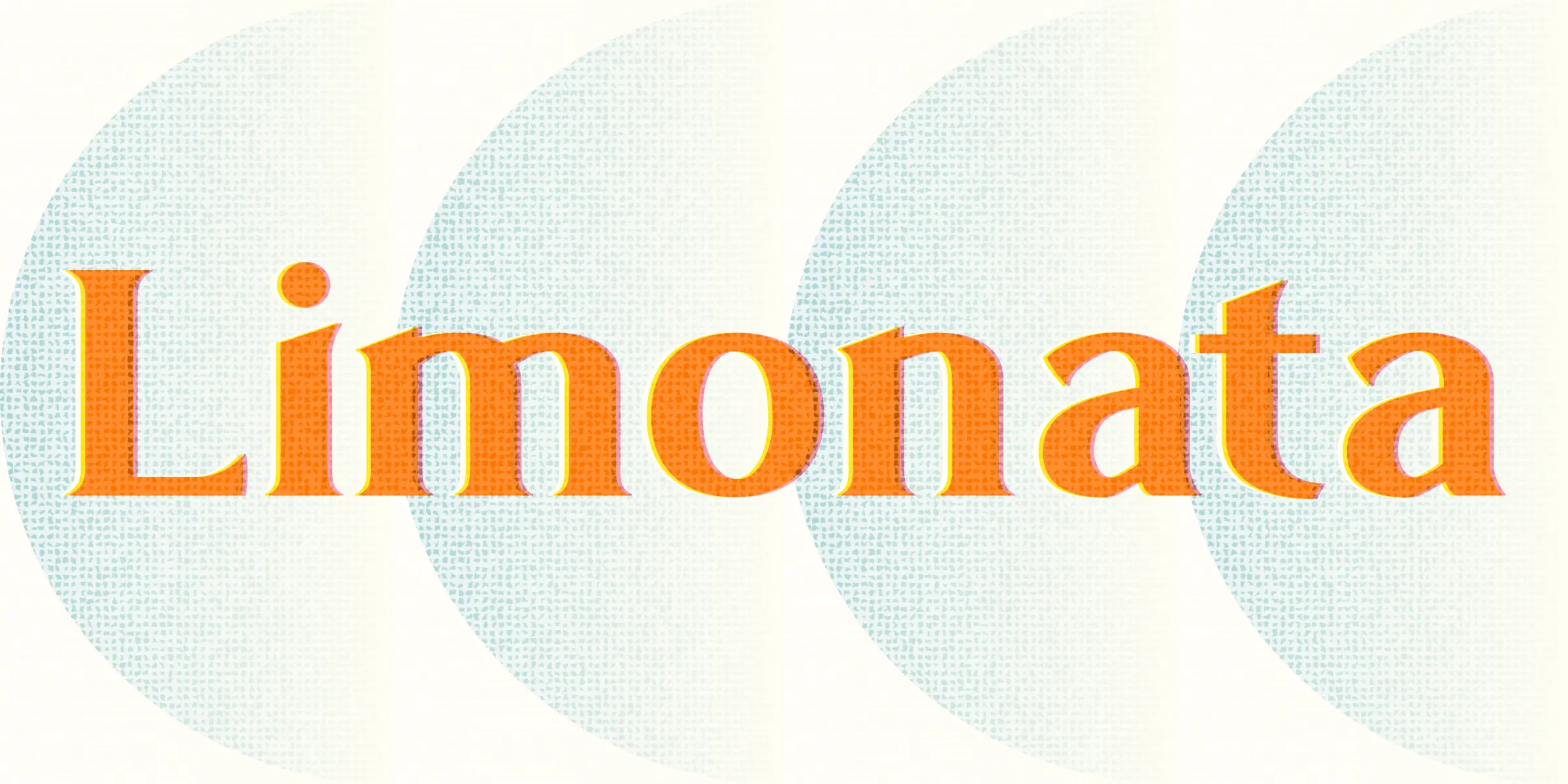 Limonata font by Chank Co — the word “Limonata” in orange serif letters with a yellow and red shadow, set against a background of light blue textured circles