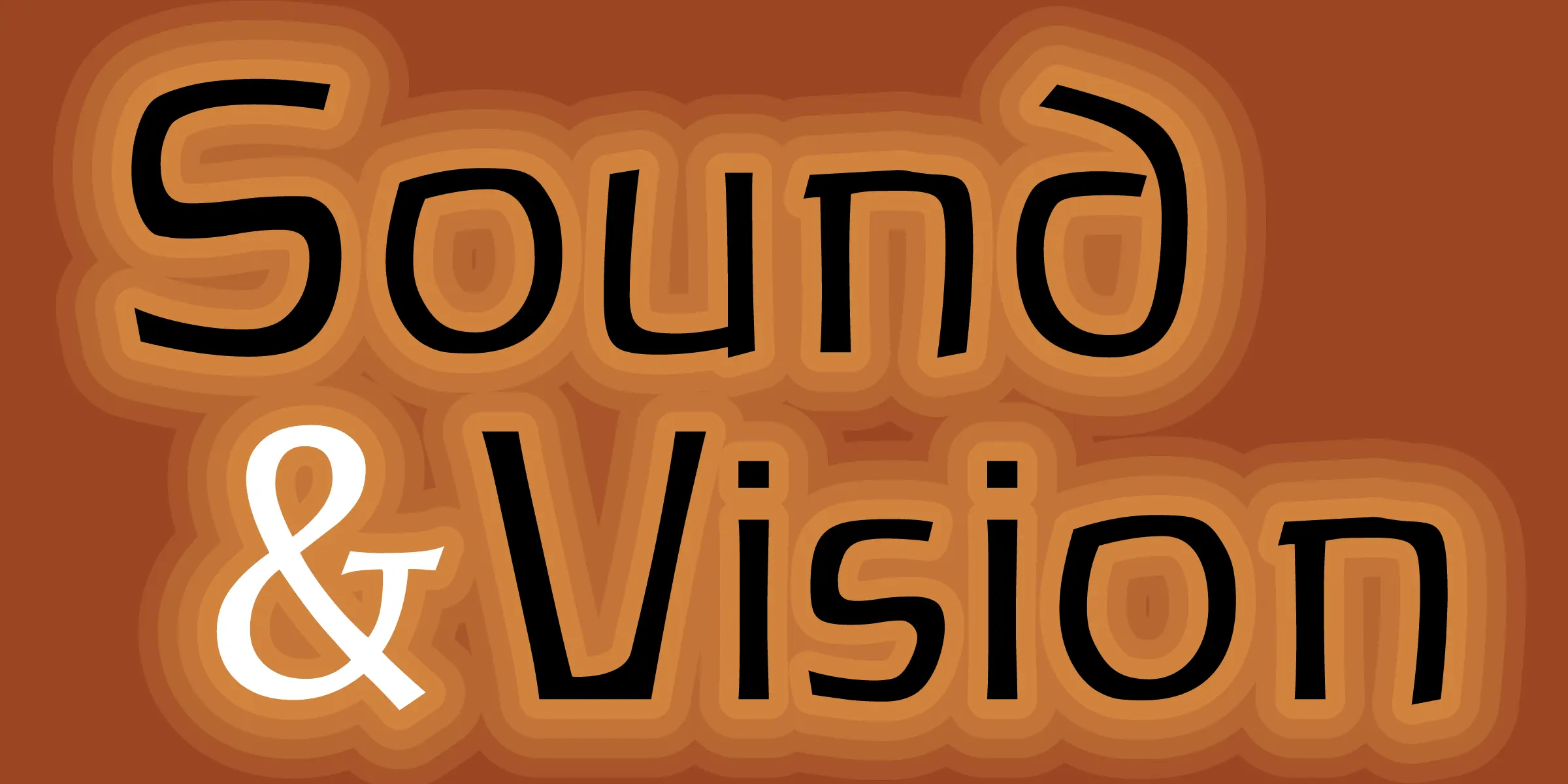 Michelina font by Mecanorma Collection — the words “Sound” and “Vision” in black sans-serif letters with a white ampersand, all with a layered orange outline effect