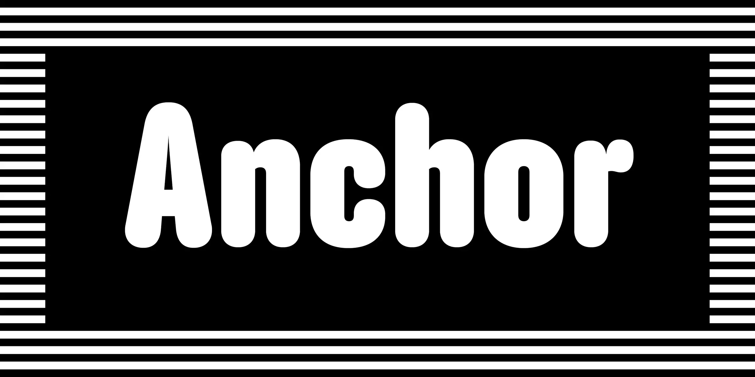 Anchor font by Process Type Foundry — the word “Anchor” in plump, rounded sans serif letters, framed by horizontal stripes at the top, bottom, and sides