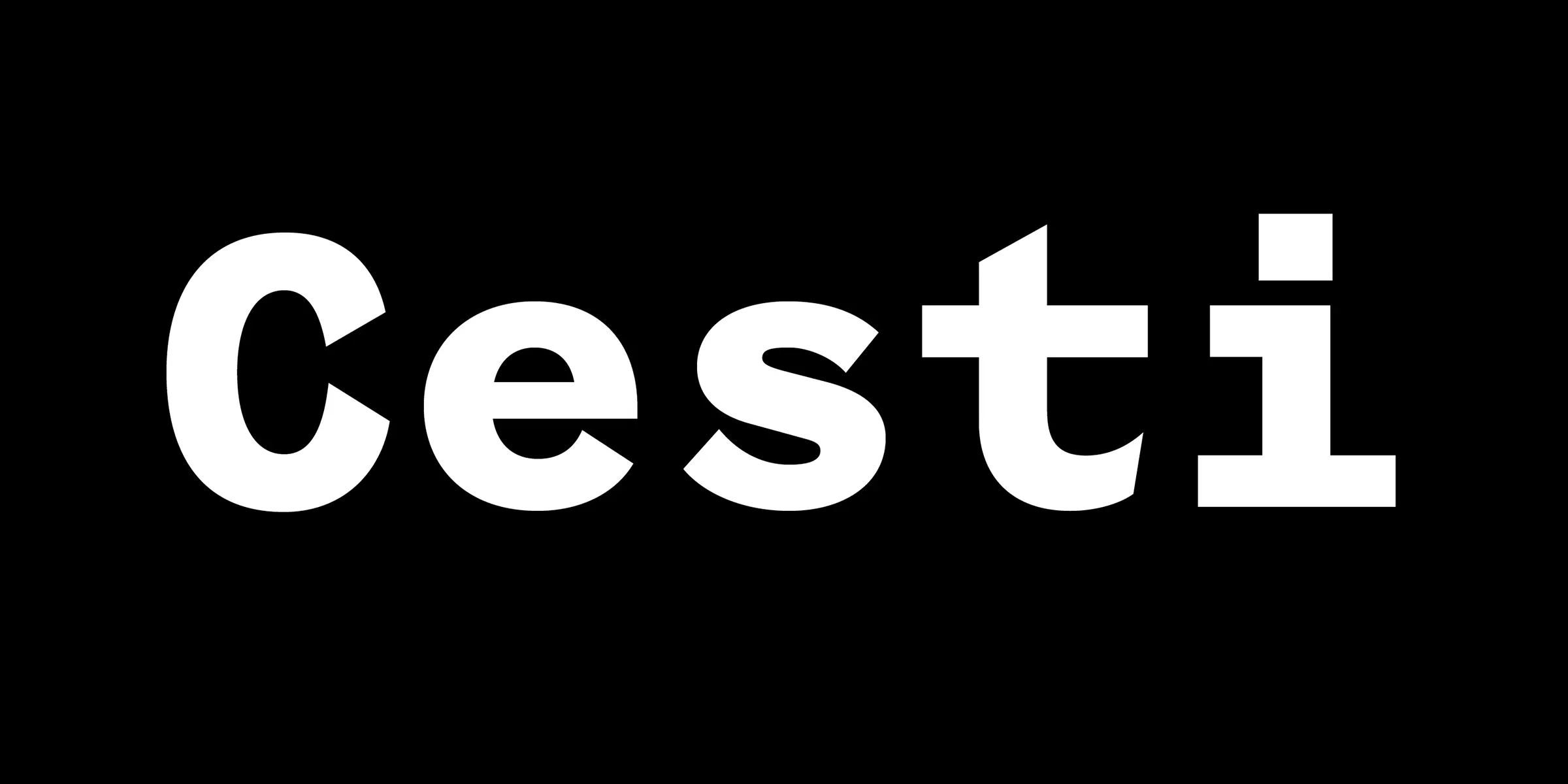 Coordinates font by Process Type Foundry — the word “Cesti” in bold, upright sans-serif letters, with a square dot on the i