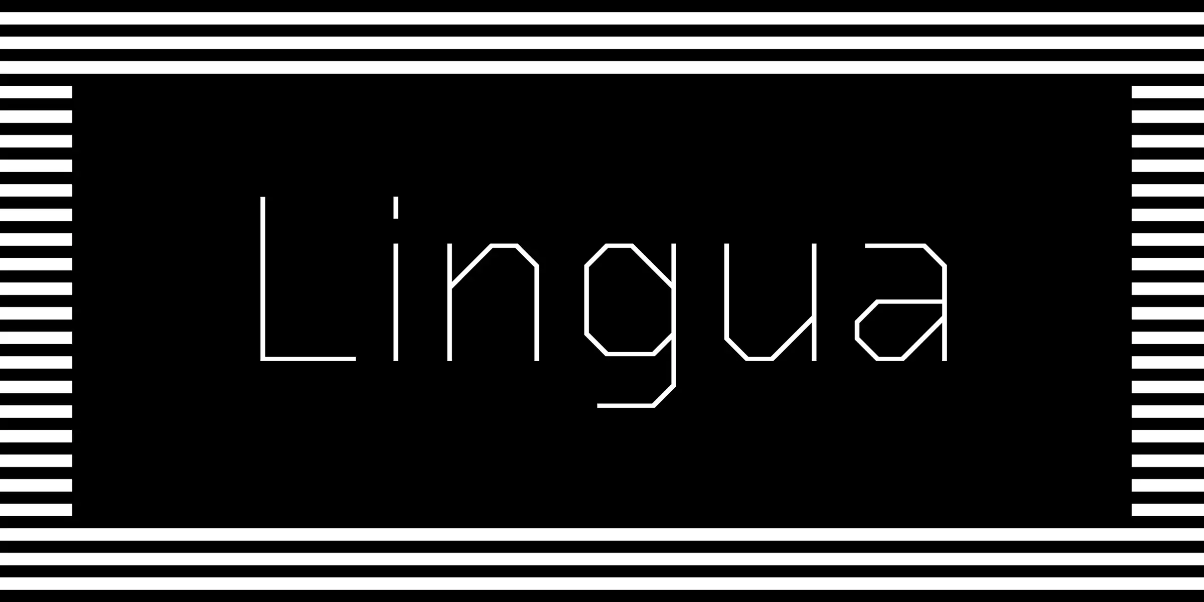 Lingua font by Process Type Foundry — the word “Lingua” in a thin, upright, geometric sans-serif with a striped border