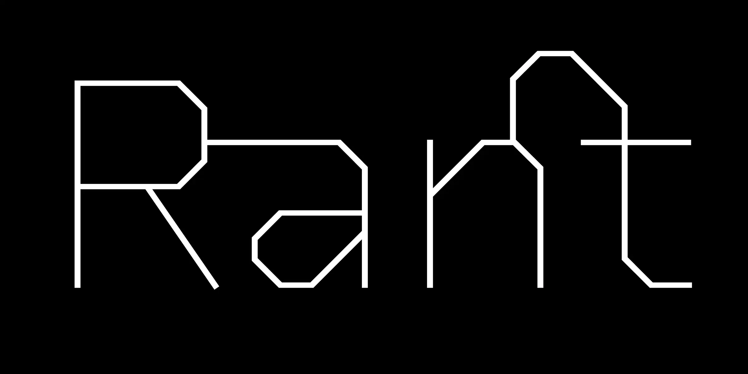Lingua font by Process Type Foundry — the word “Rant” in a monolinear, geometric sans-serif with rounded corners and sharp angles