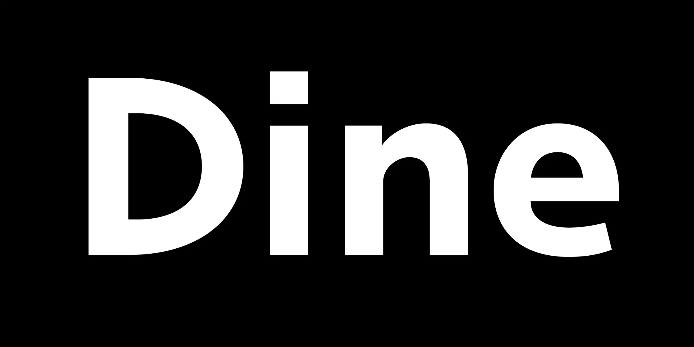 Locator font by Process Type Foundry — the word “Dine” in white, upright, sans-serif letters with a square dot on the i