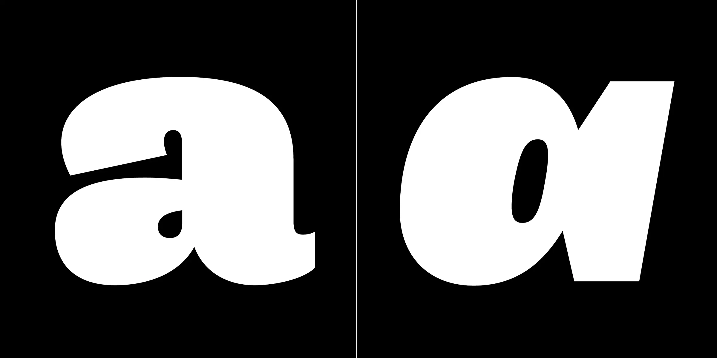 Maple font by Process Type Foundry — the lowercase letter “a” shown in an upright sans-serif form and an oblique sans-serif form