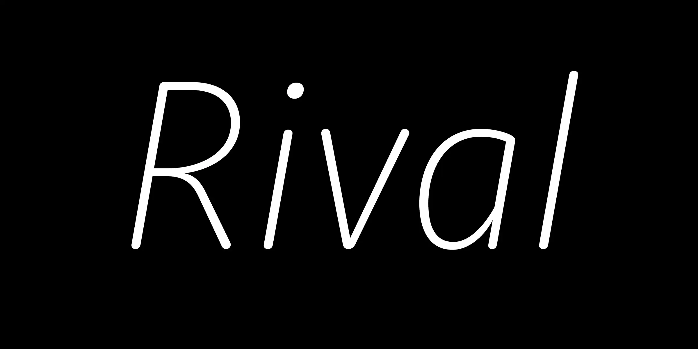 Moniker font by Process Type Foundry — the word “Rival” in thin, sans-serif, oblique letters
