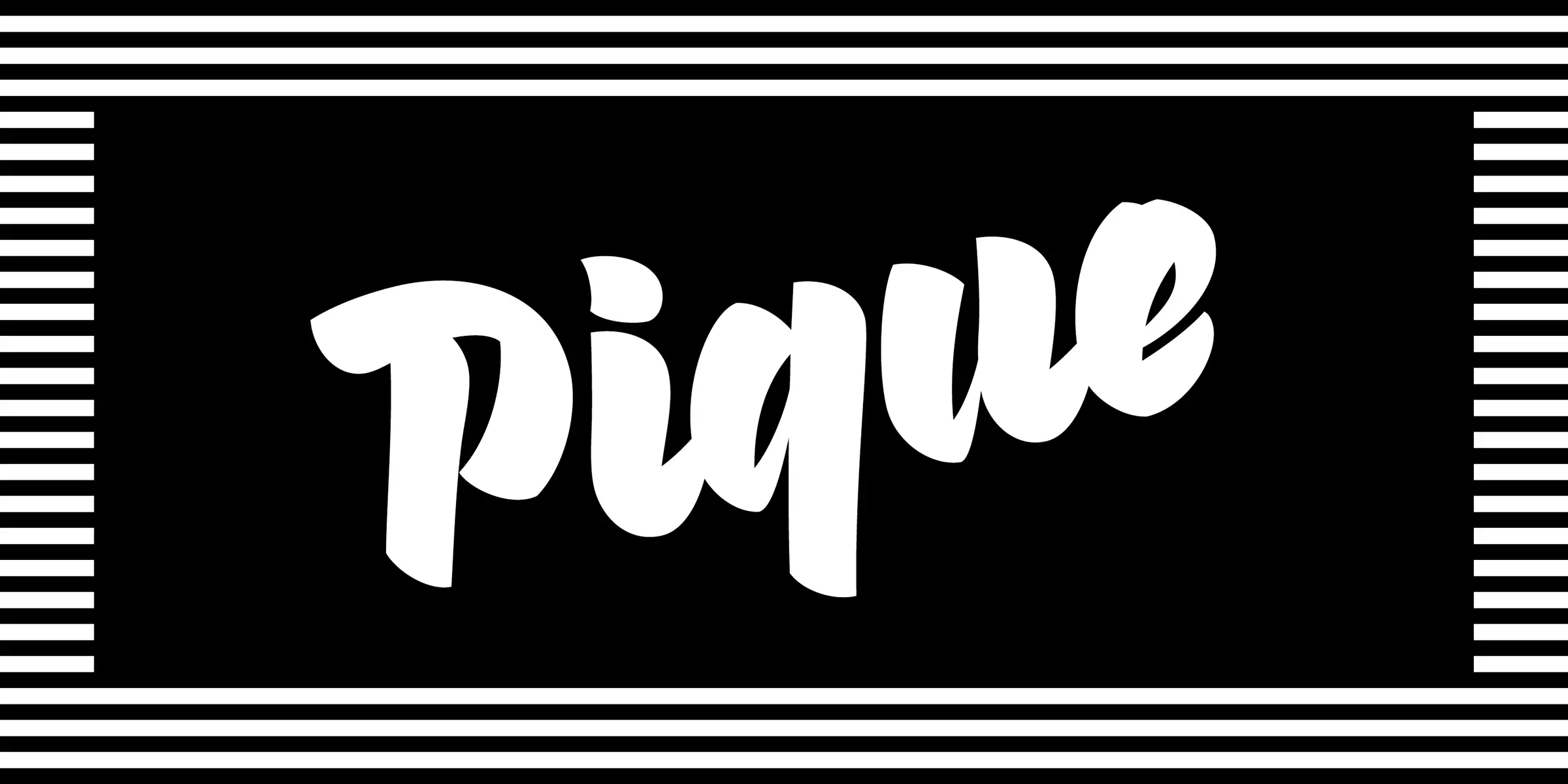 Pique font by Process Type Foundry — the word “Pique” in a connected script, with a triple-line border at the top and bottom, and a striped border on the left and right