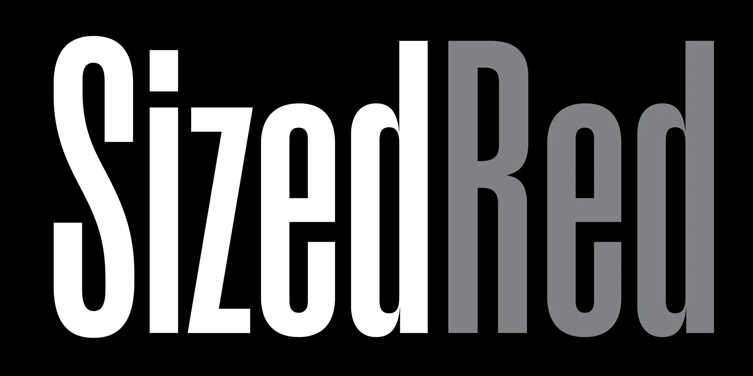 Recent Grotesk font by Process Type Foundry — the word “Sized” in white sans serif letters and “Red” in gray sans serif letters, all upright