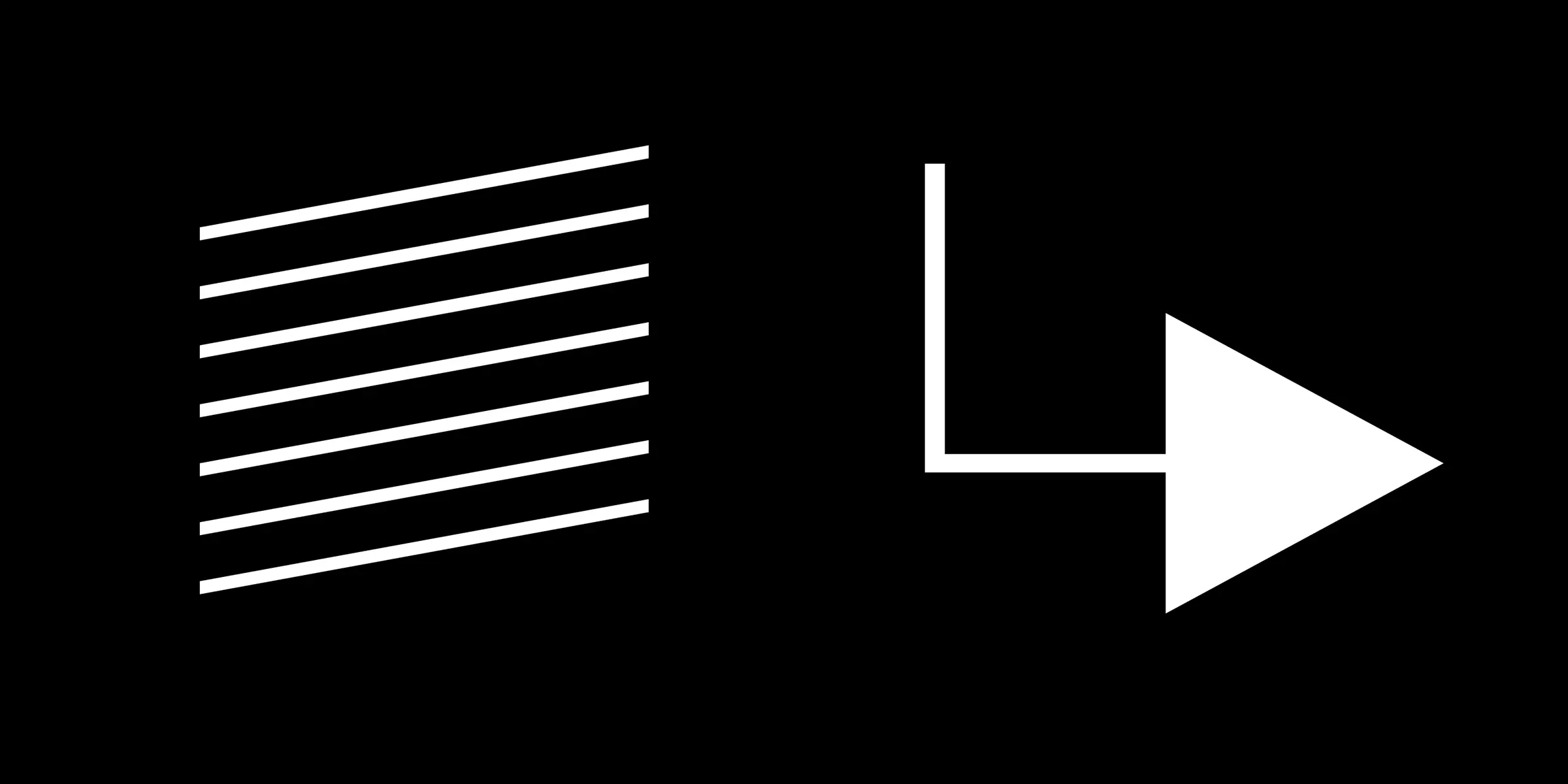 Sculpin font by Process Type Foundry — six parallel white lines angled upward to the right, and a white arrow pointing right with a vertical line extending upward from its tail