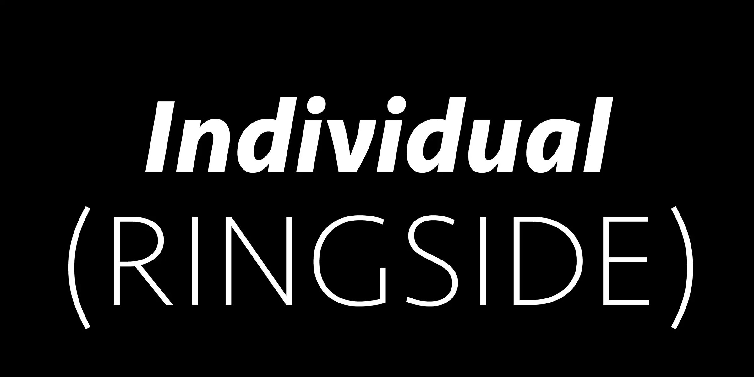 Seravek font by Process Type Foundry — the word “Individual” in bold italic sans serif, above the word "(RINGSIDE)" in a thin upright sans serif