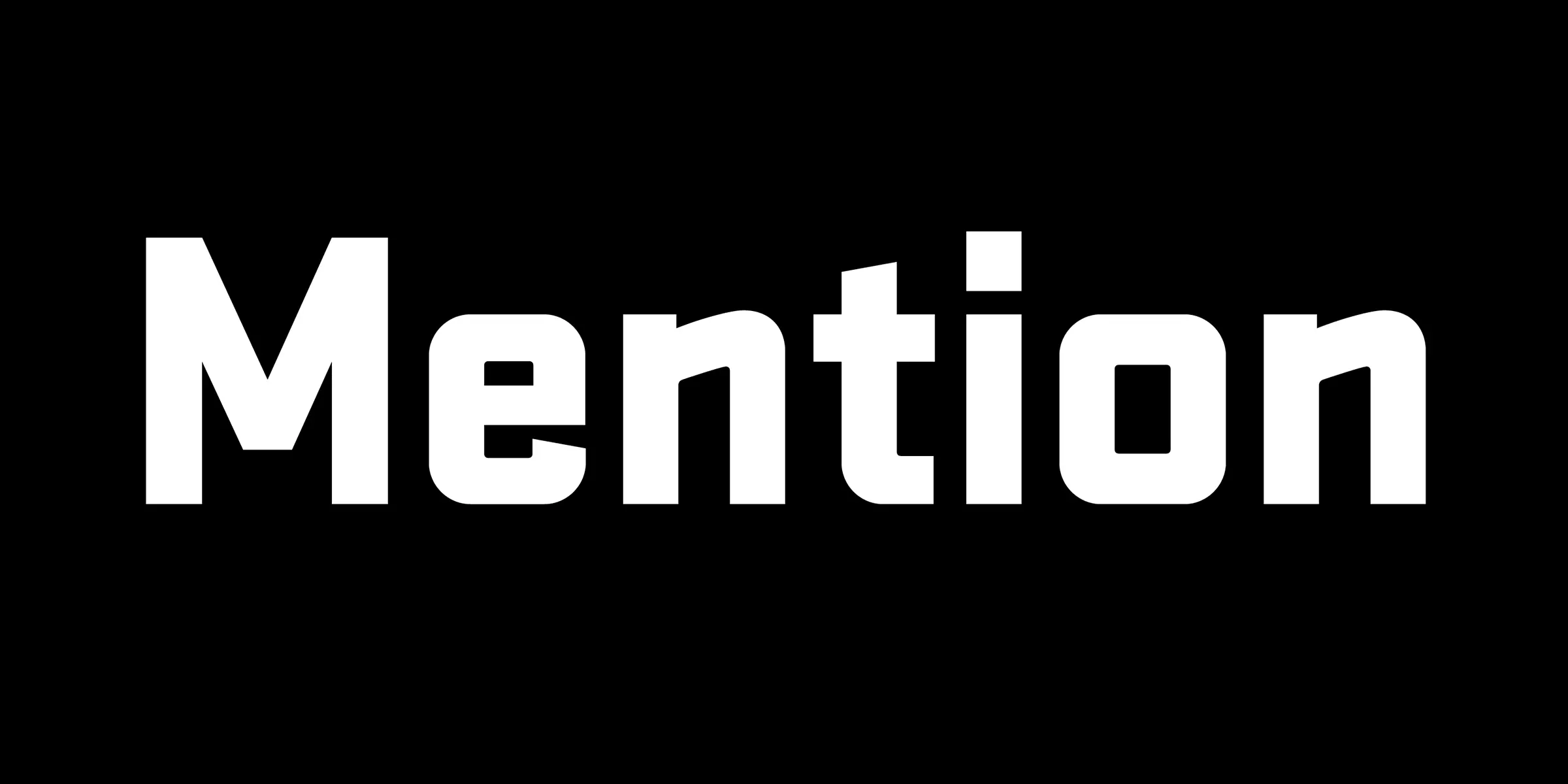 Stratum 1 font by Process Type Foundry — the word Mention in a bold, upright sans-serif typeface with slightly squared curves, set in white on a black background