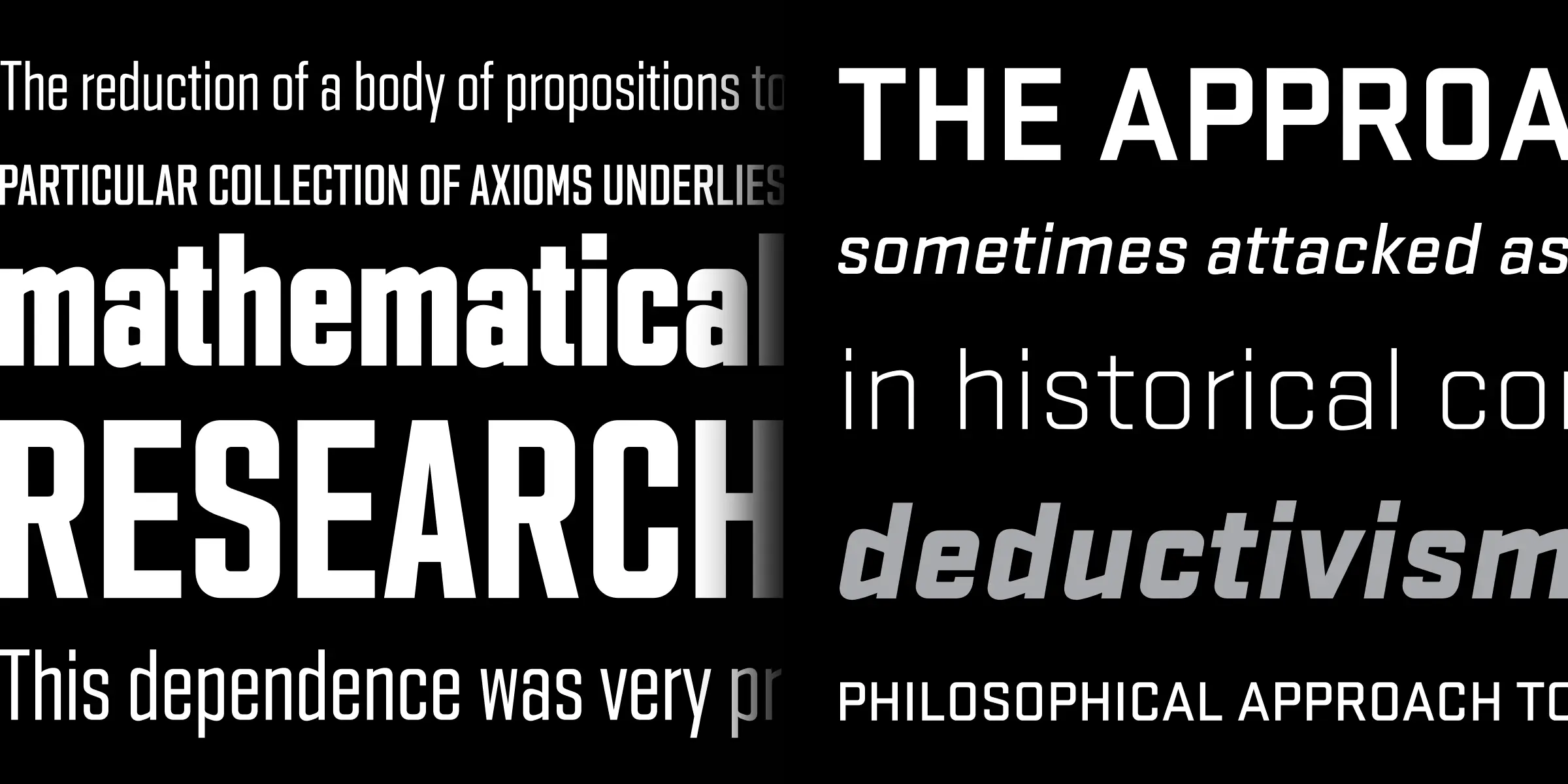 Stratum 2 font by Process Type Foundry — the words Cannonball, Again but looser and special option, and STRESS VALUES stacked on a black background in three different weights of a square-jawed sans-serif typeface